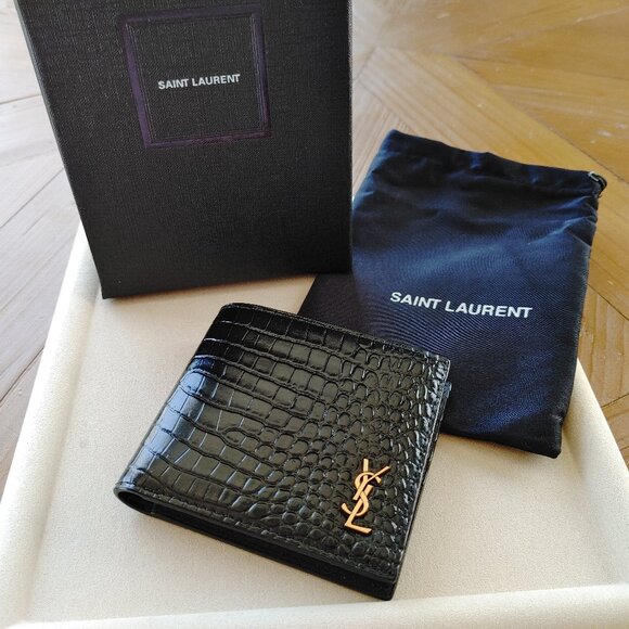 Saint Laurent Crocodile-Embossed Leather Bi-fold Wallet (New) - Picture 3 of 12